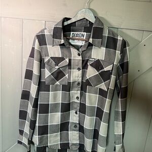 DIXXON FLANNEL OG Black, Gray & White Plaid Women's Top